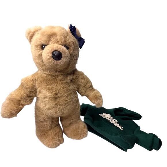 VTG LL Bean Ellie TEDDY BEAR 15” Plush In Green Hoodie Sweatshirt Stuffed Animal - Picture 7 of 11